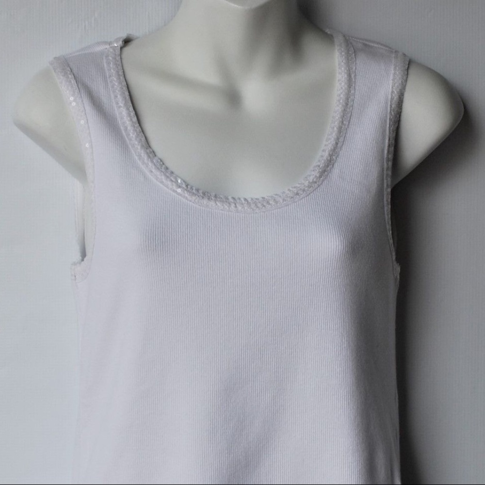 Soft Surroundings Sequined White Basic Tank Top - image 1